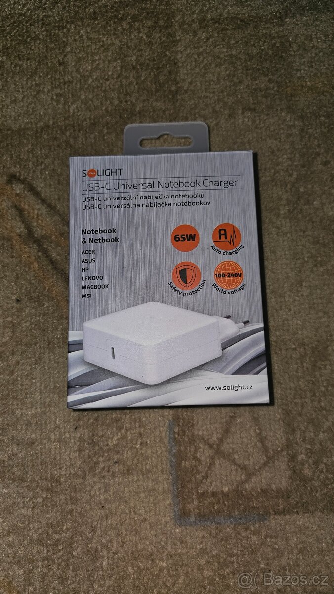 Napájecí adaptér Solight USB-C 65W