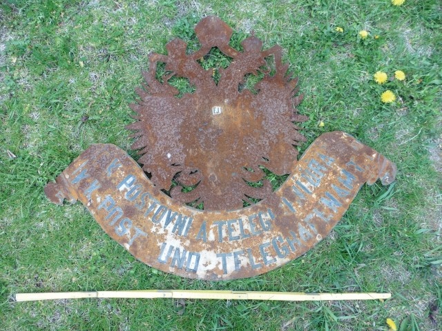 C.K.poštovní a telegrafický úřad-plechová cedule