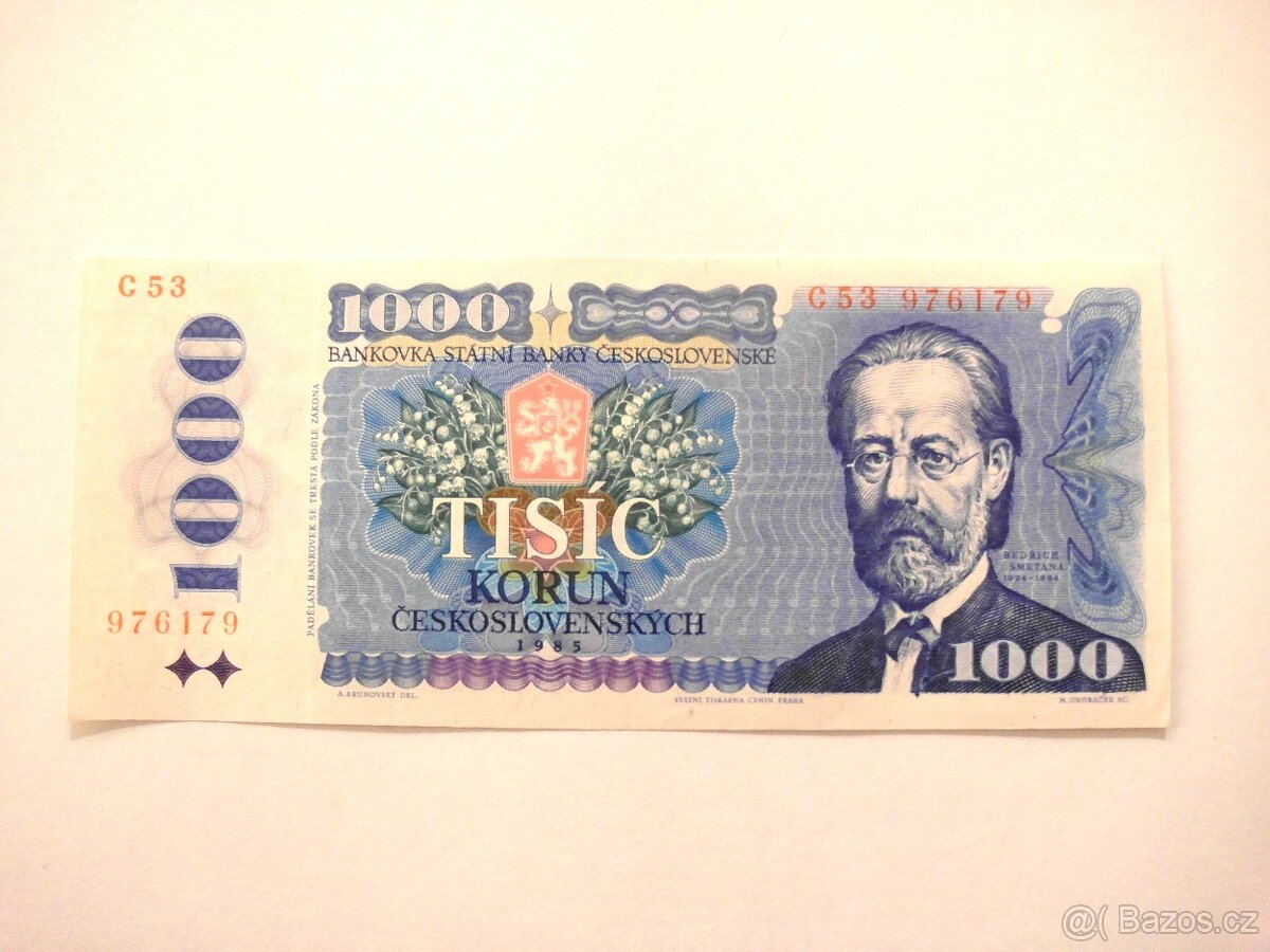 Bankovka 1000 Kčs - 1985 - serie C53 - UNC