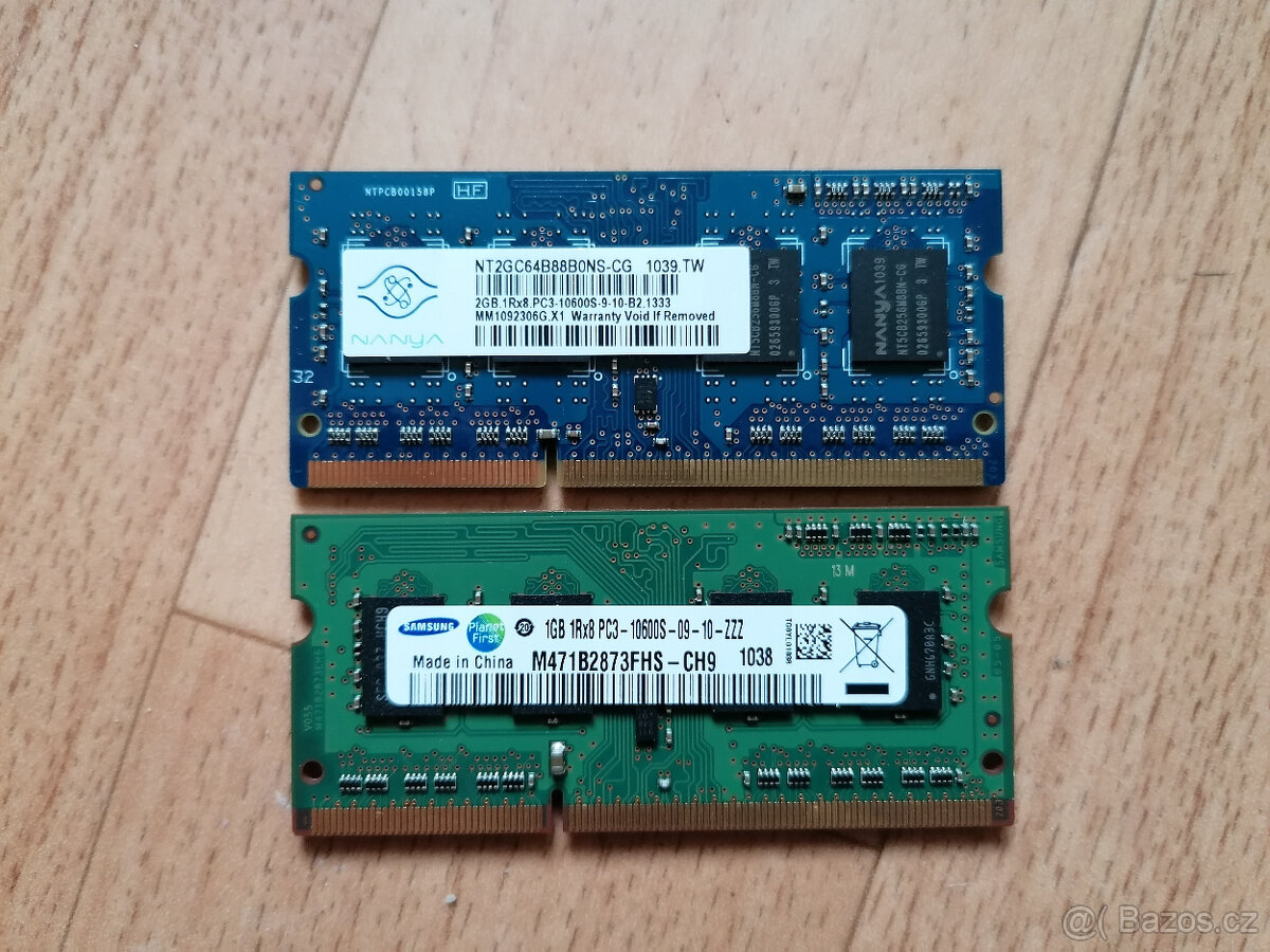 3 GB DDR3 operační paměť RAM pro notebook notebooky
