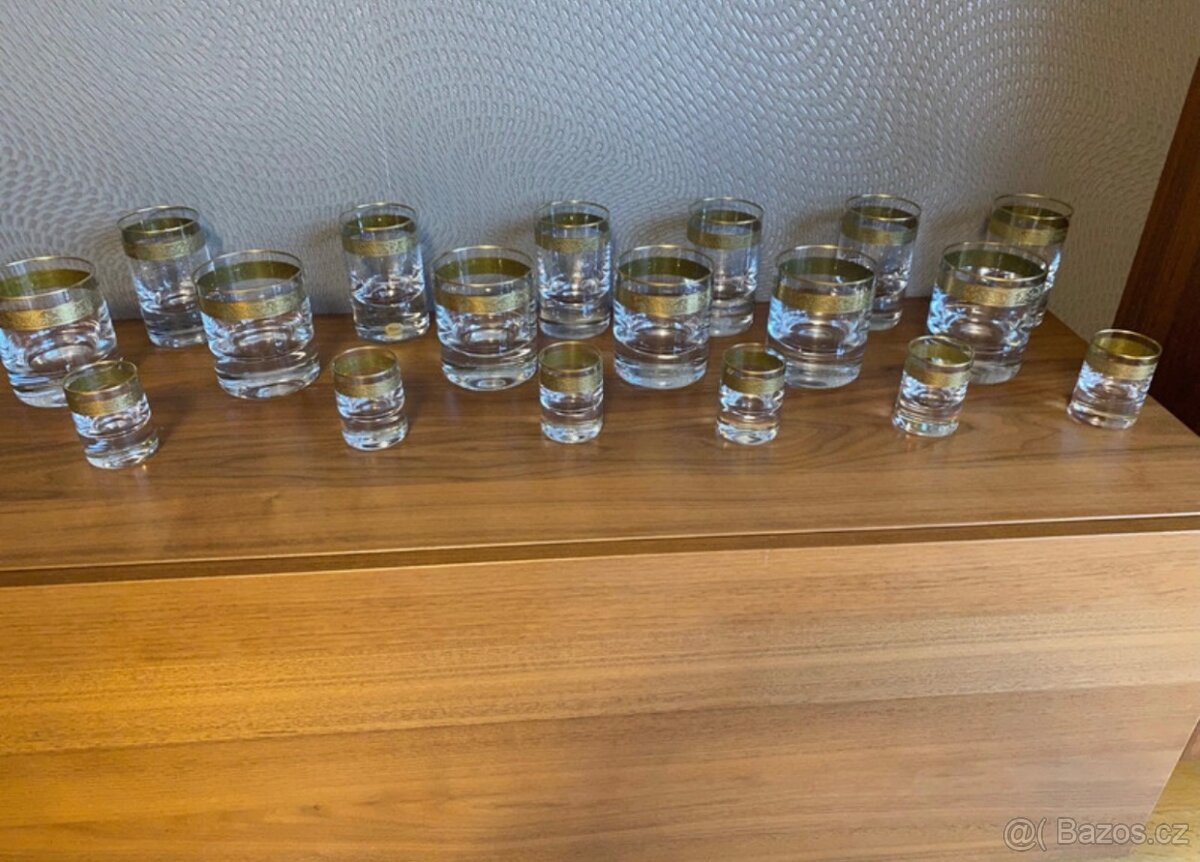 Set skleniček Moser , 18 kusů , 24K zlato, Splendid