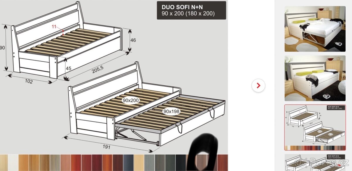 Rozkládací postel z masivu