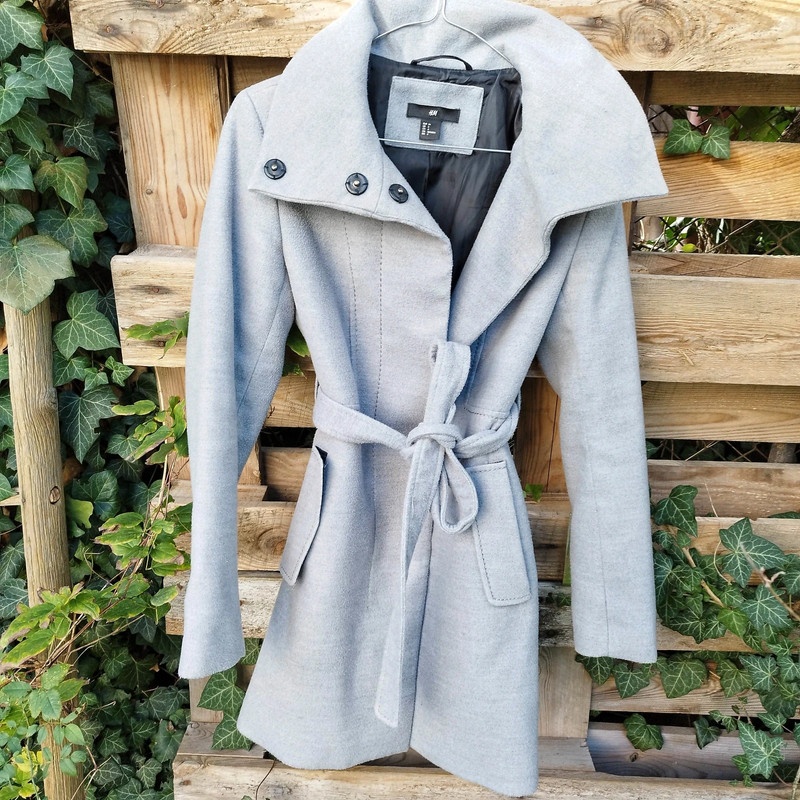 Dámský elegantní podzimní kabát H&M šedý černý