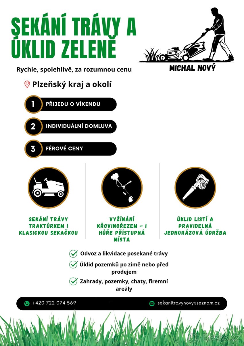 Sekání trávy a úklid zeleně