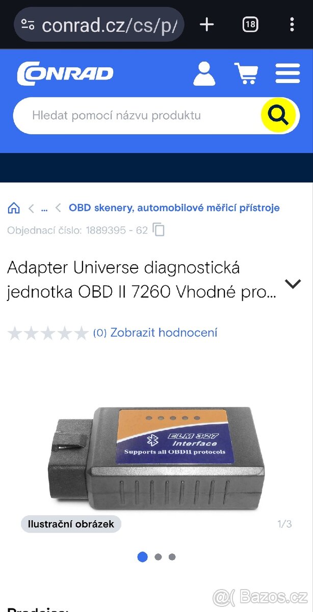 Adaptér diagnostika jednotka OBD II bluetooth