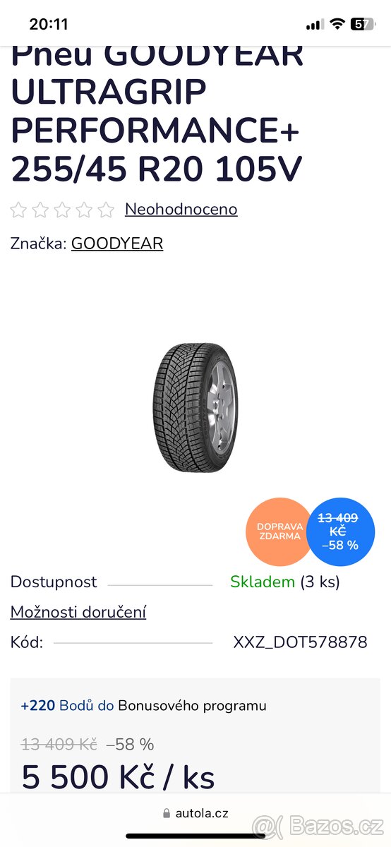 255/45 r20 zimni Good year
