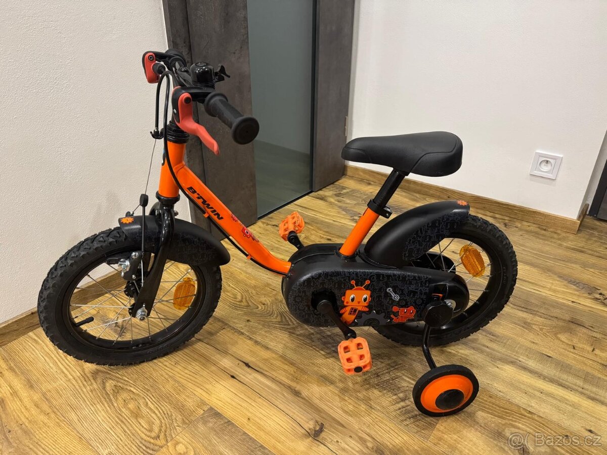 Dětské kolo BTWIN Robot 14” + přídavná kolečka + zvonek