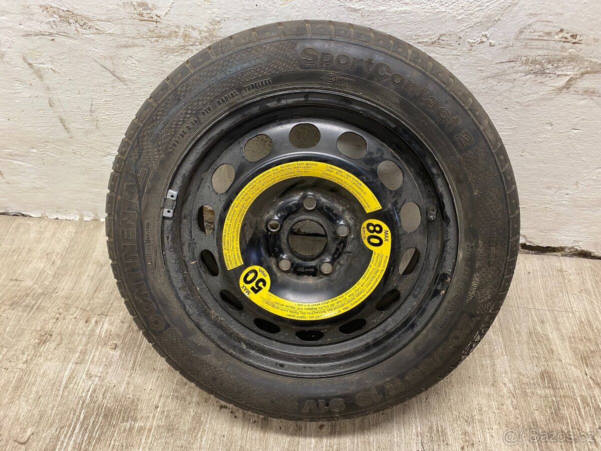 DOJEZDOVÉ KOLO R16 6,5Jx16H2 ET50 5x112 S PNEU 205/55R16 7mm