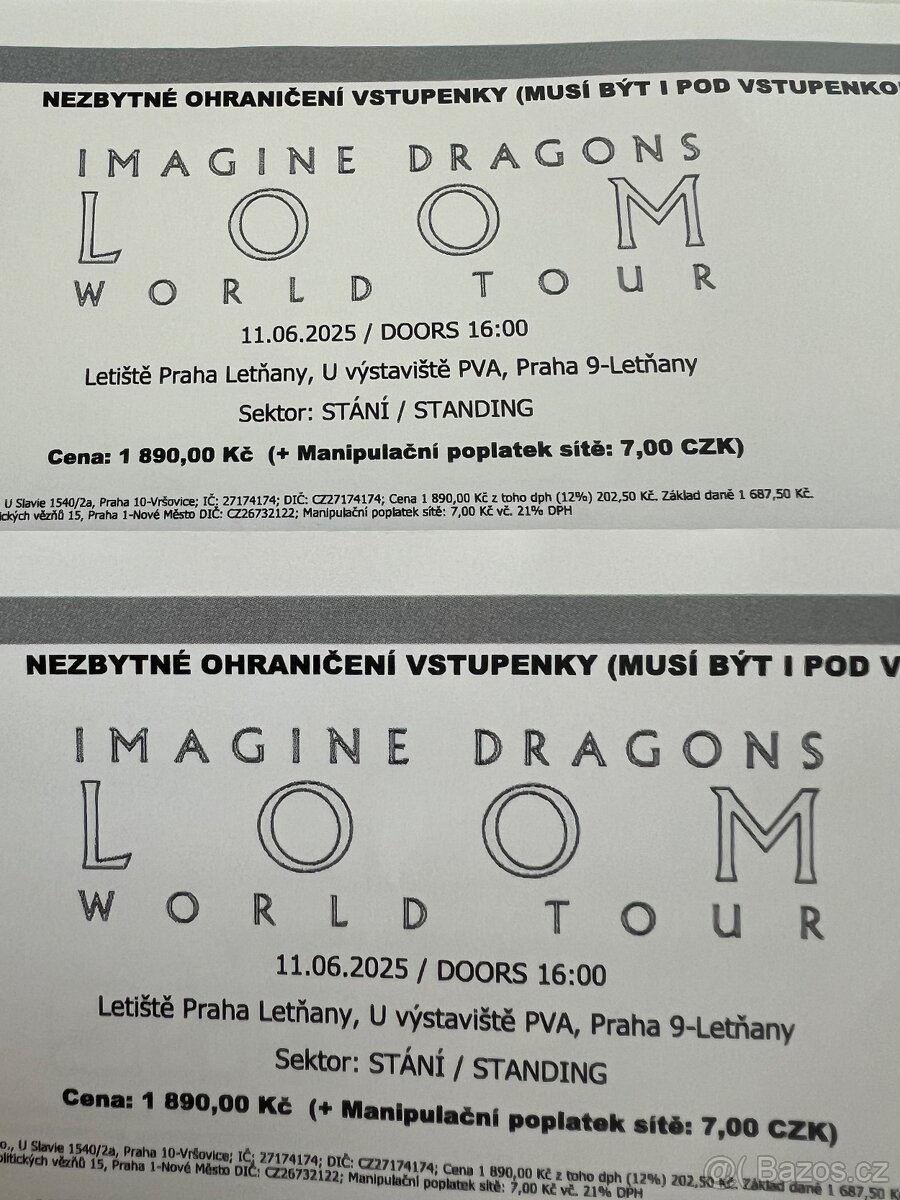 Imagine dragons 11.6. Loom world tour - Praha