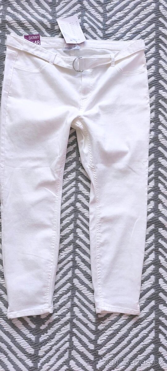 BÍLÉ ELASTICKÉ SKINNY RIFLE - JANINA - vel. 48