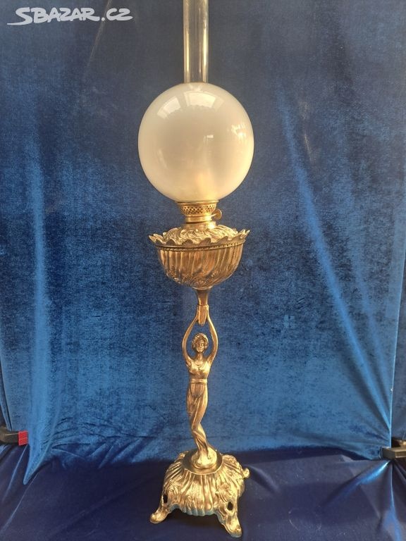 Francouzská secesní petrolejová lampa k olympiádě 1900