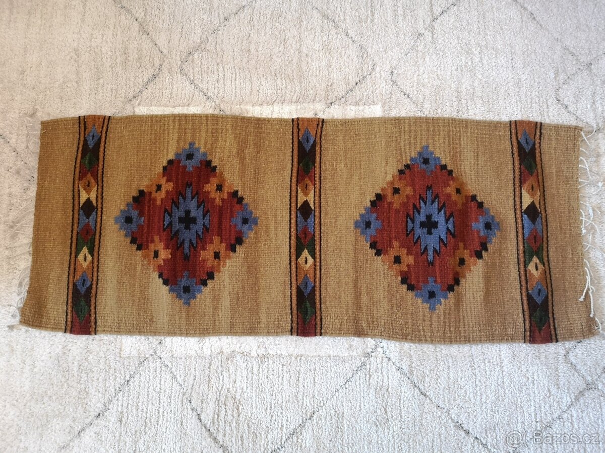 Vlněný koberec běhoun 103x41 cm - ručně tkaný