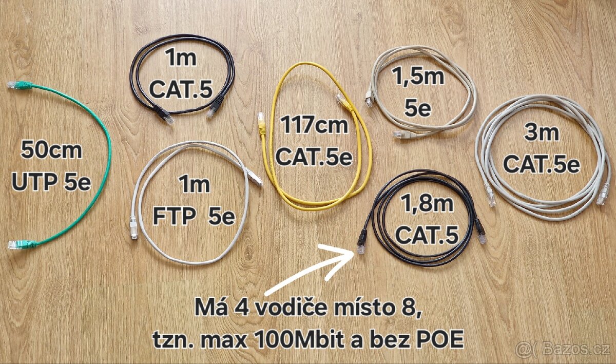 Ethernet LAN kabely CAT 5e pro wifi routery. VR,Rudník,TU.
