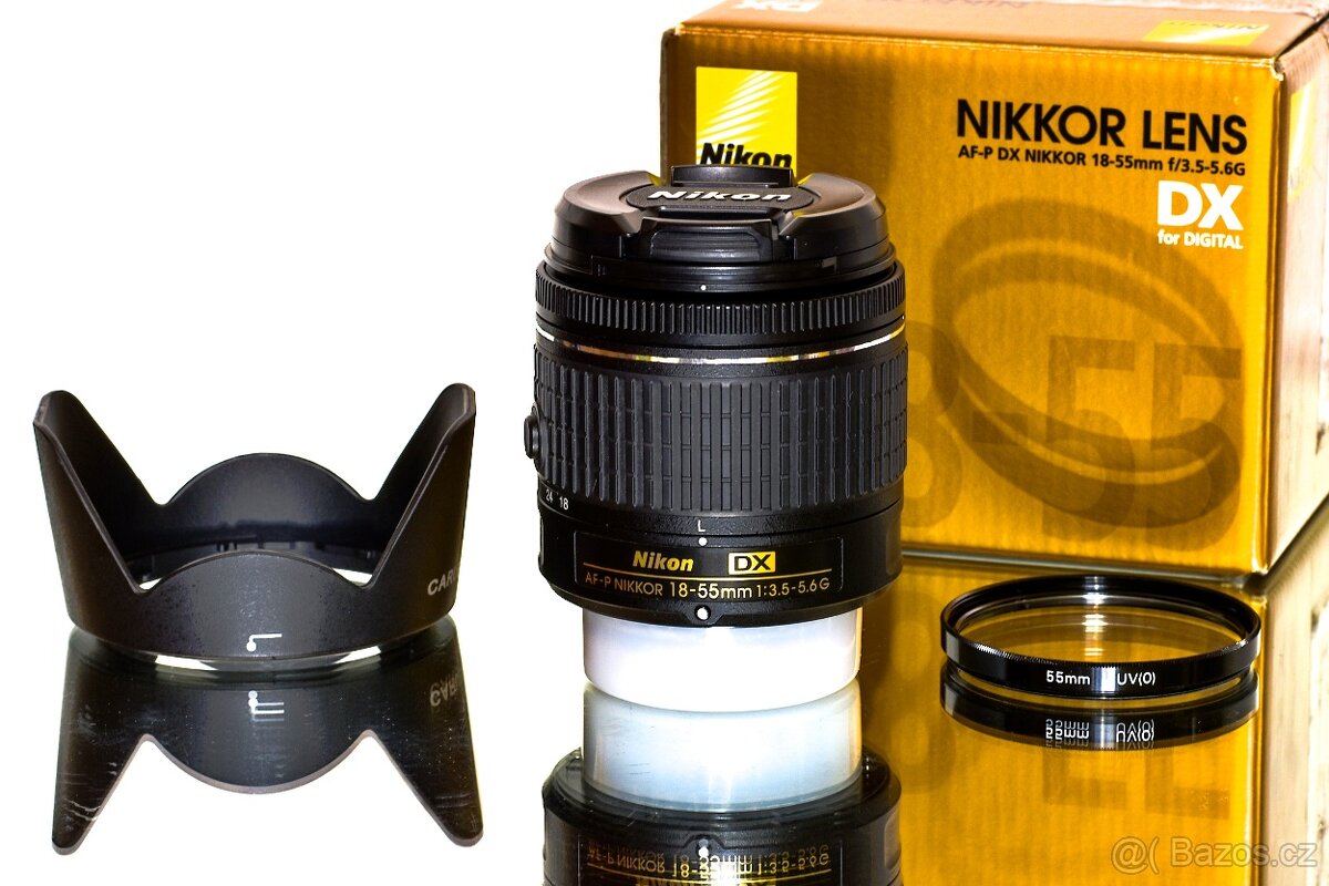 Nikon AF-P Nikkor 18-55mm + UVfiltr + clona TOP STAV