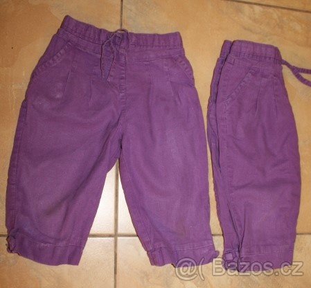 Fialové plátěné Capri kalhoty Vel 98/104