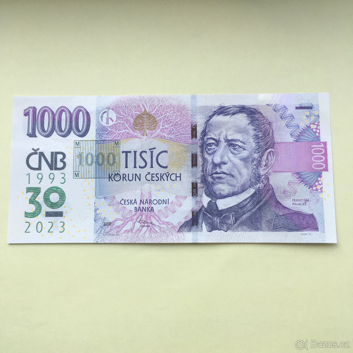 výroční bankovka 1 000,- Kč, s přítiskem 30 le ČNB