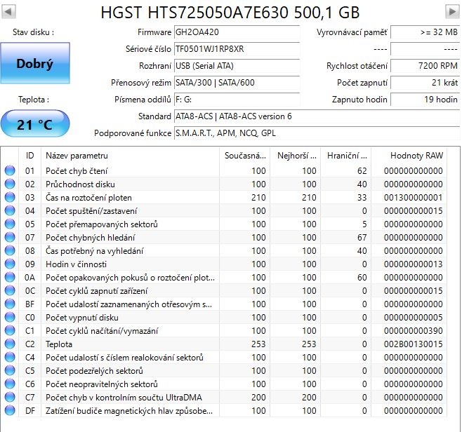 500GB /2,5´ HDD zánovní jen instalace