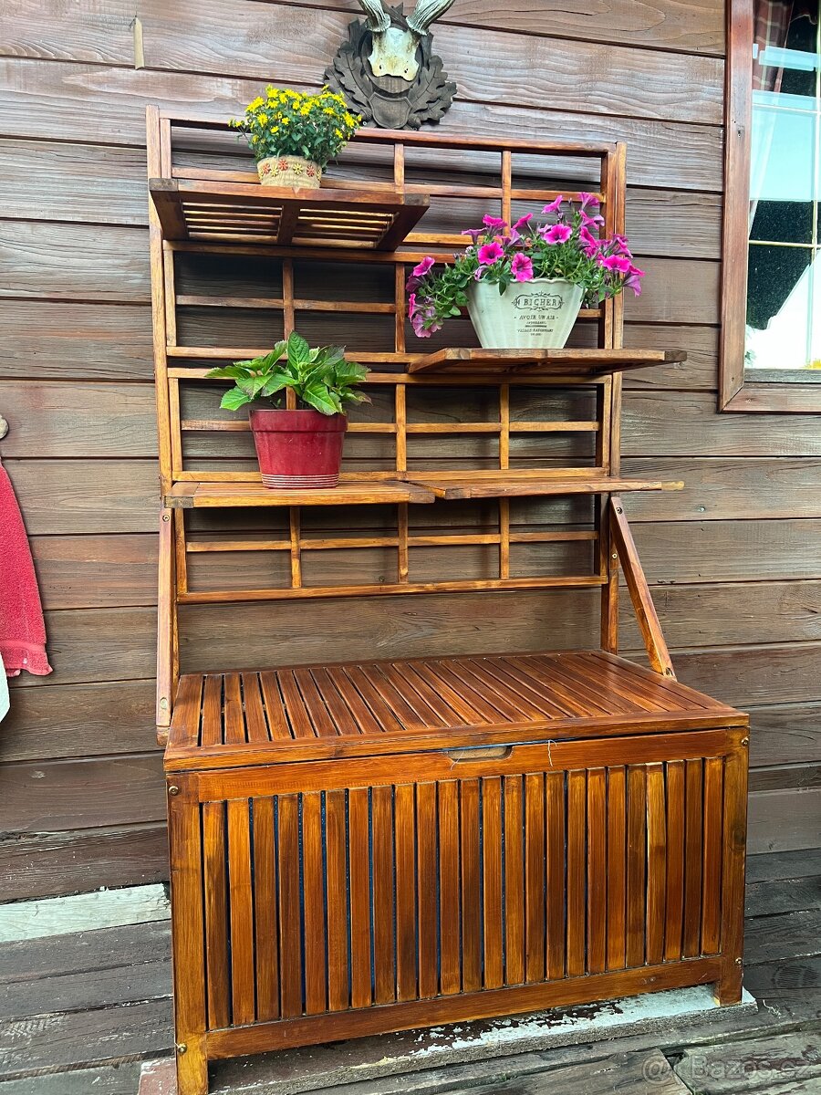 Zahradní úložný box s treláží 99 x 50 x 160 cm masivní akáci