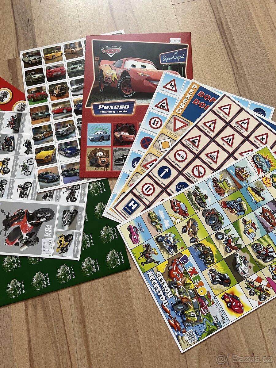 Pexeso, nové, nerozstříhané, různé druhy, cca 80 ks