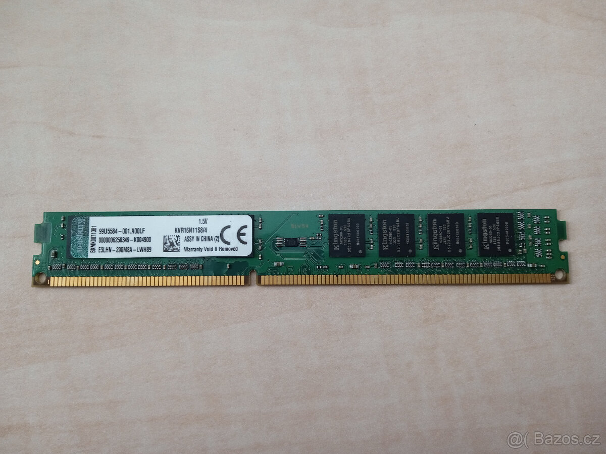 1X 4GB DDR3 1600MHz RAM Kingston - low profile (Celkem 4GB)