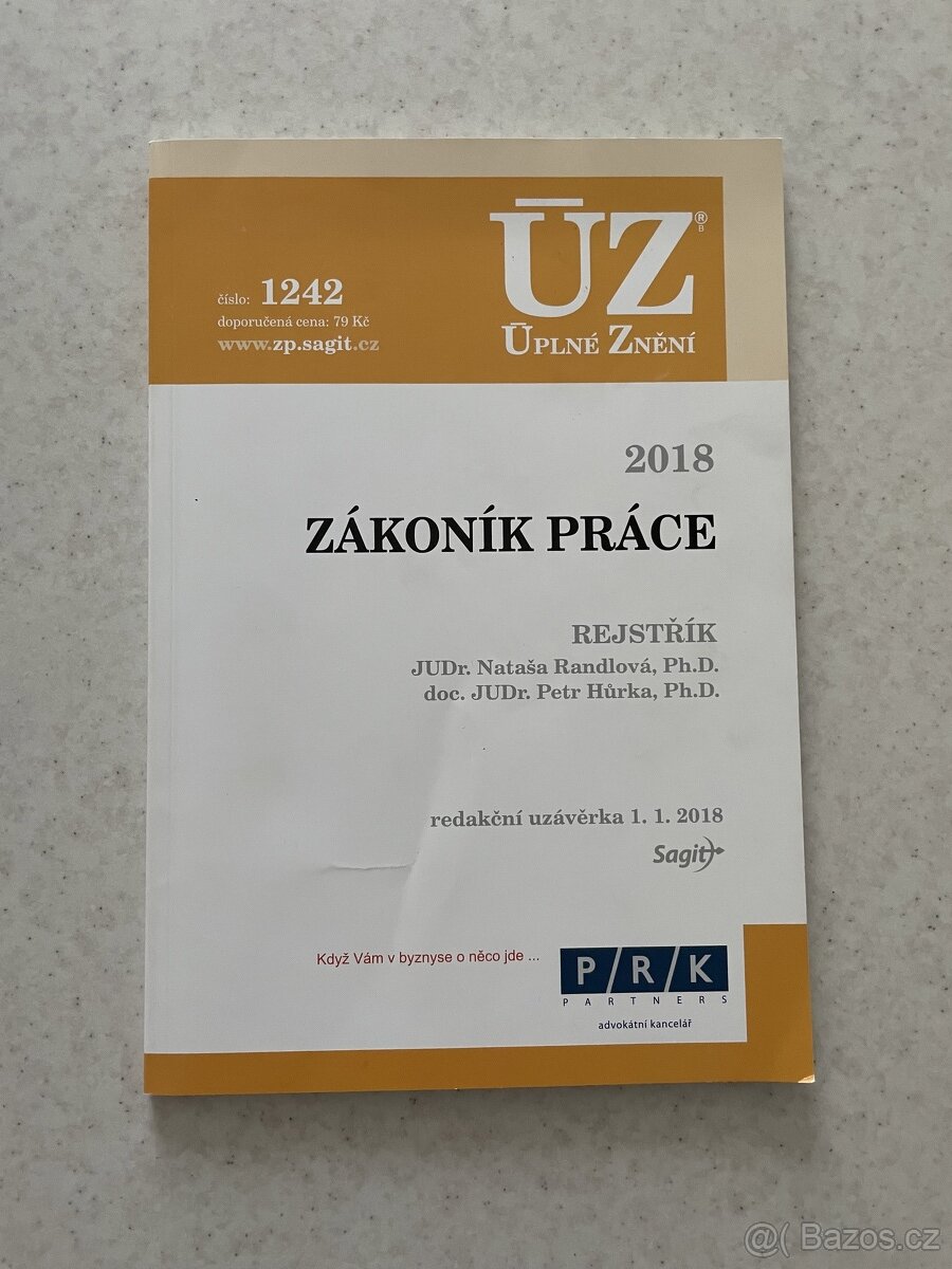 ÚZ č. 1242 - Zákoník práce, rejstřík, 2018