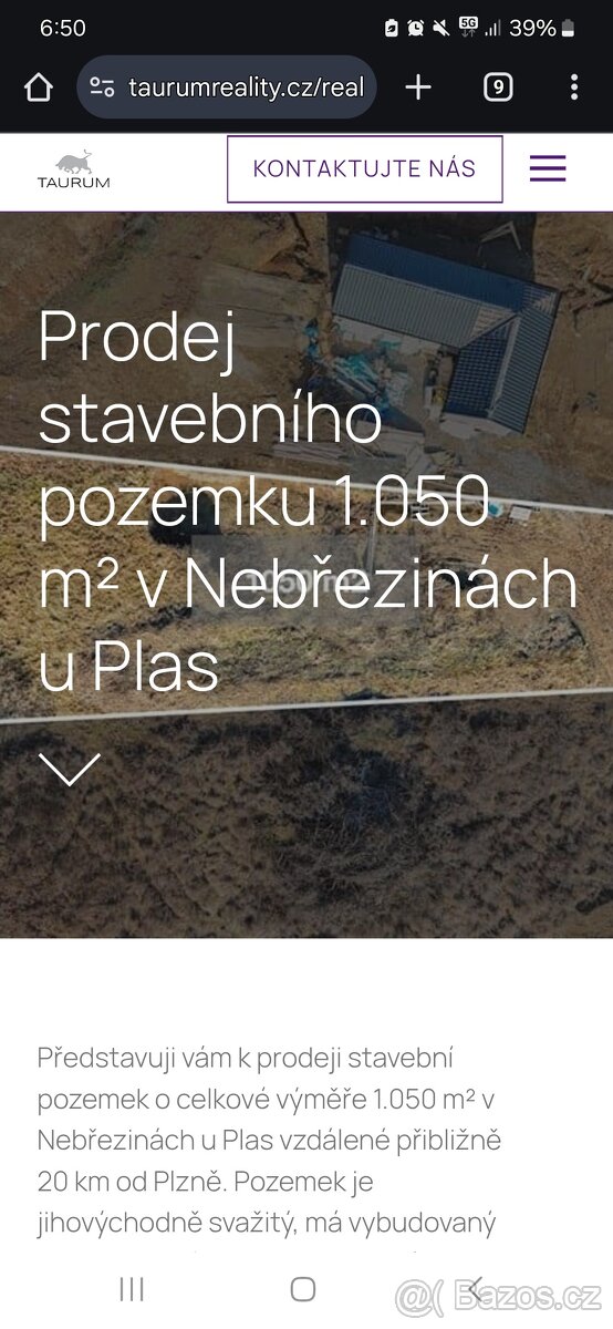 Prodej pozemku 1050m Nebřeziny