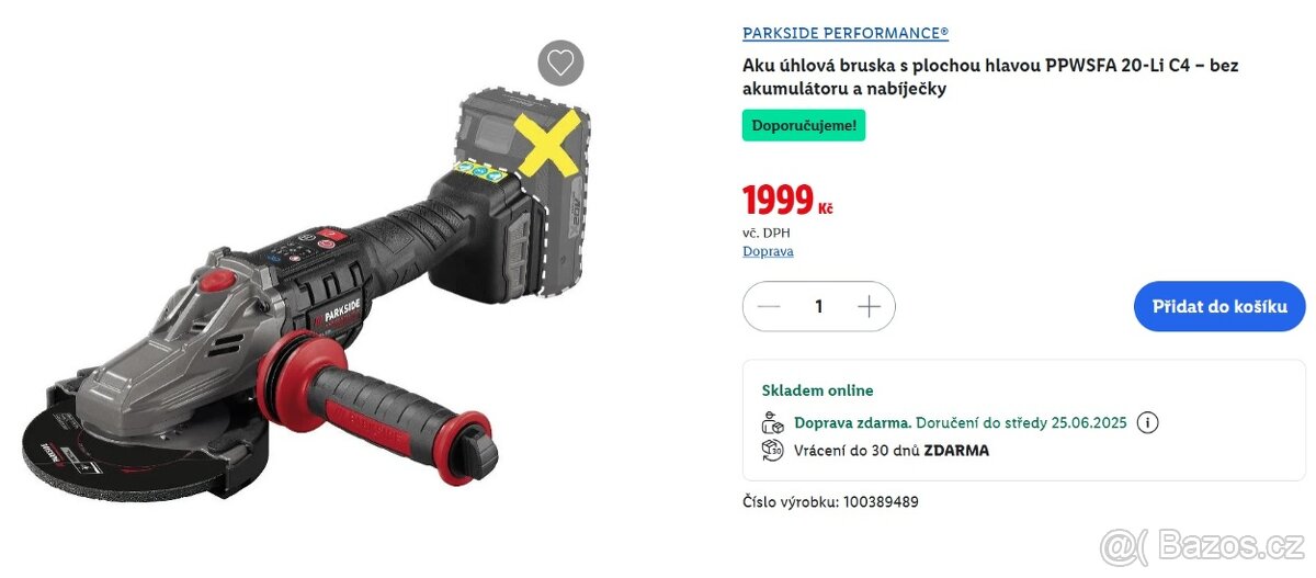 Aku úhlová bruska Ø 125 mm PPWSFA 20-Li C4 NOVÁ ZÁRUKA