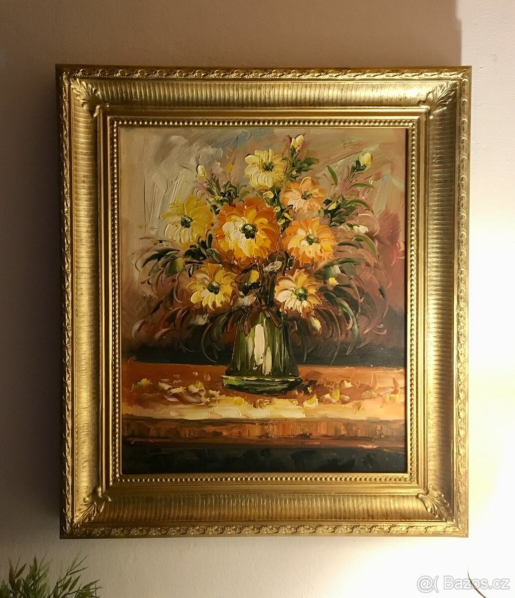 STARÝ OBRAZ KYTICE, rozměr 70x55 cm