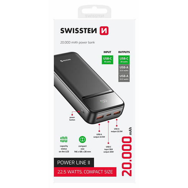 SWISSTEN, Power Bank, POWER LINE II, Li-Pol, 5/9/12V, nabíje