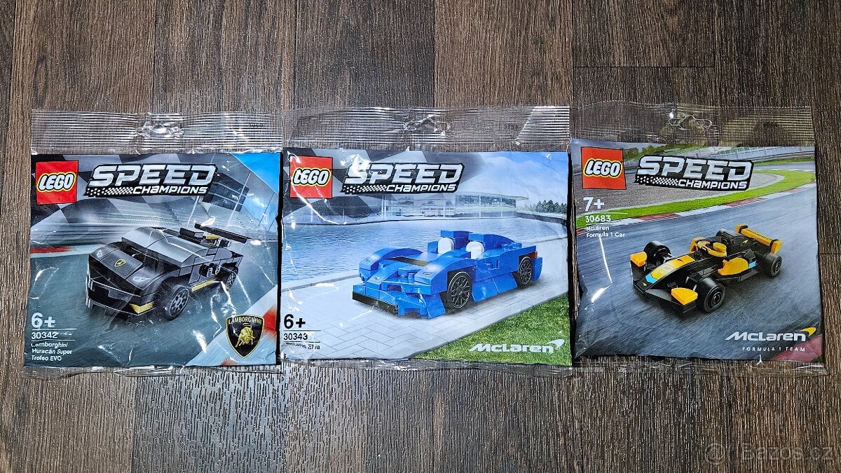 3 LEGO Speed Champions McLaren Elva Lamborghini Huracán a F1