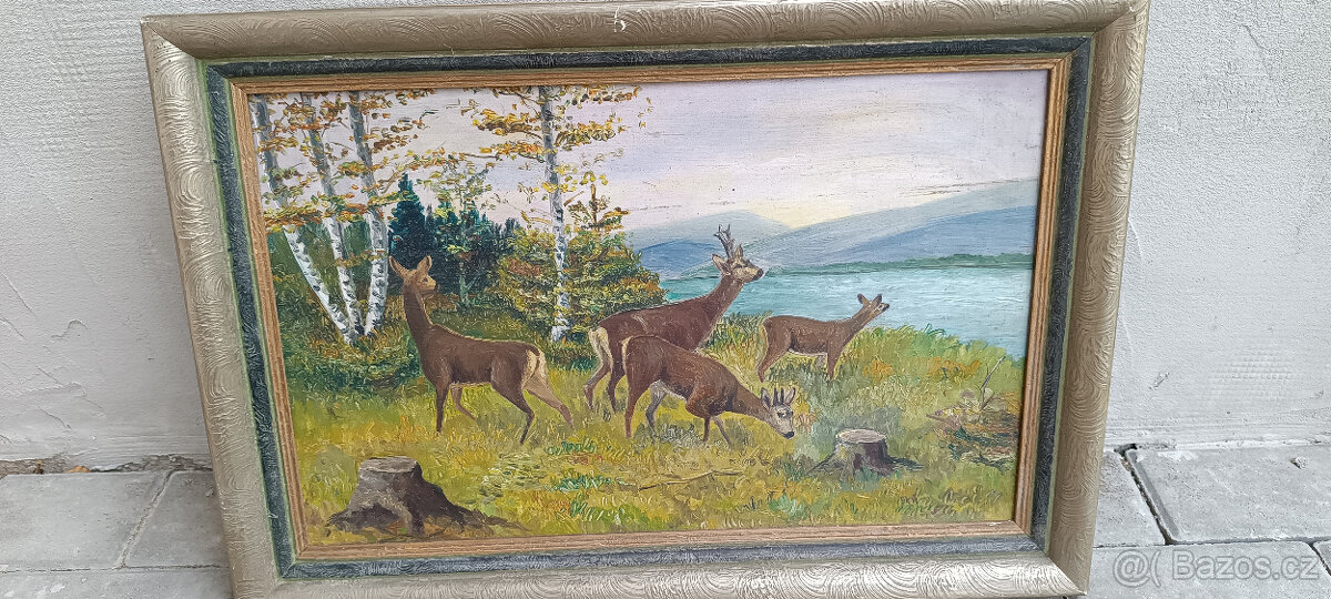myslivecký obraz Jelen