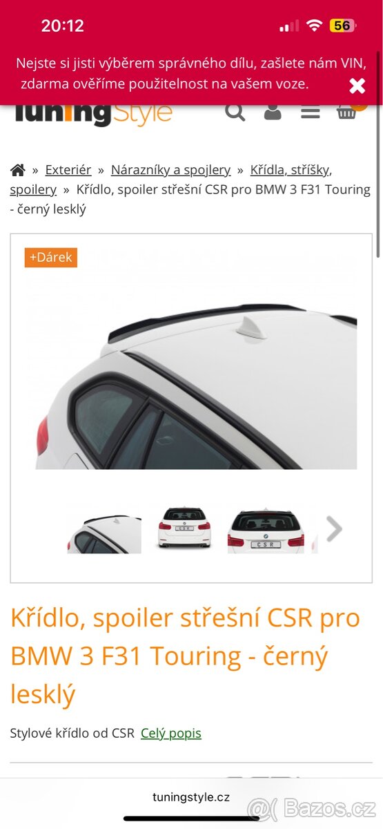 Bmw křídlo zadní spoiler F31 leskly