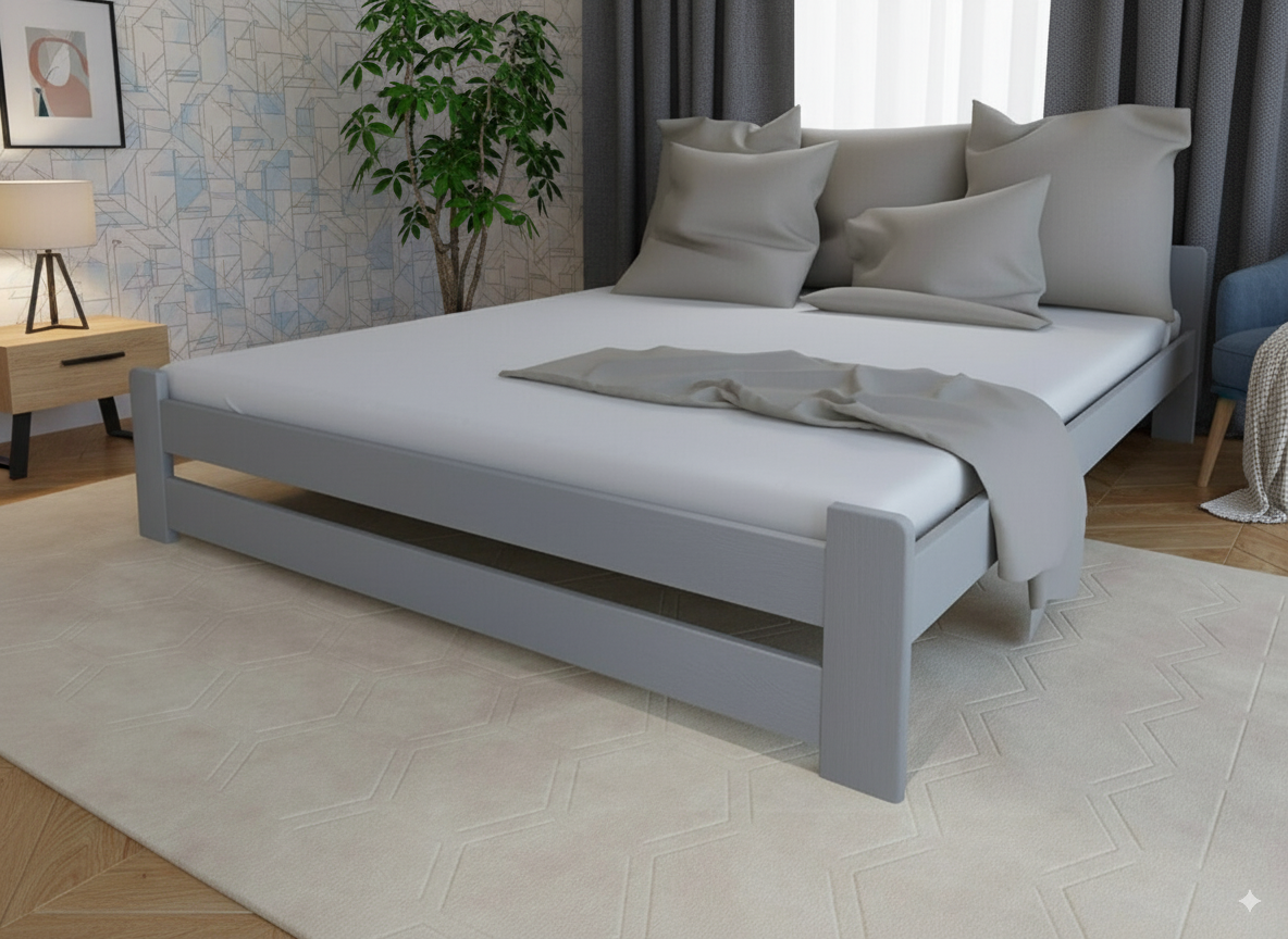 Nová postel BOROVICE 140x200 + rošt ŠEDÁ