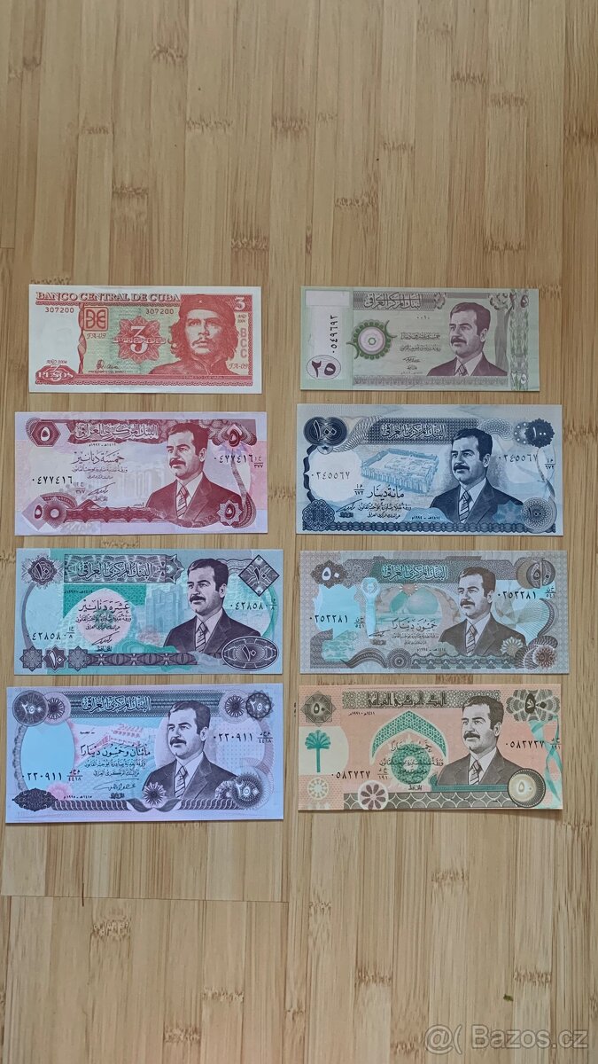Různé bankovky Cuba, Irák