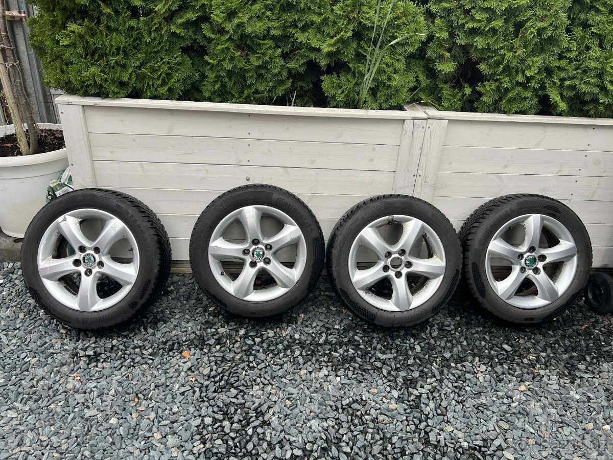 ORIGINÁL ALU KOLA ŠKODA 5x112 R15 vč. NOVÉHO ZIMNÍHO PNEU