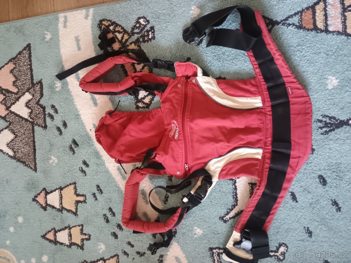 Nosítko Manduca, vínová + softshell pláštěnka