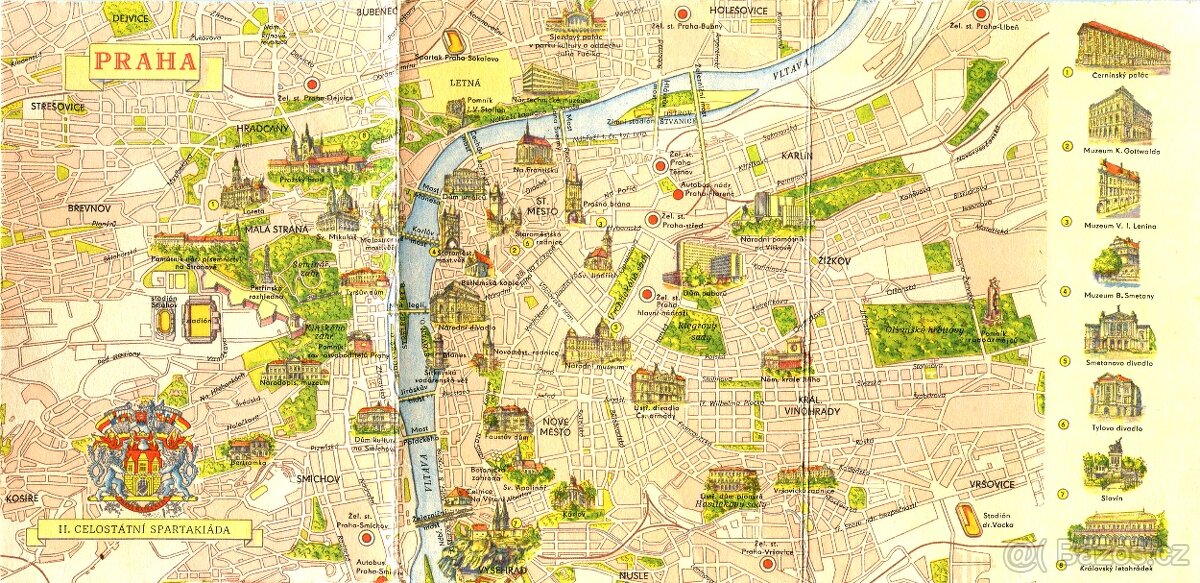 PRODÁM mapa II. CELOSTÁTNÍ SPARTAKIÁDA A DALŠÍ