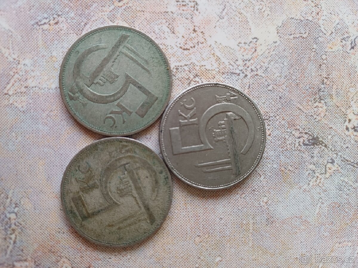 Mince 5kč 1930,1932, 1938