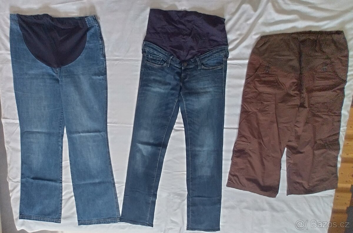 Těhotenský set: 3x kalhoty, halenka, spodní prádlo