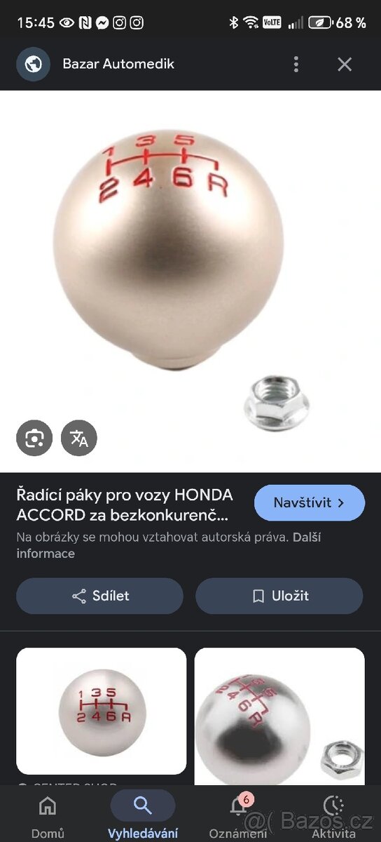 Řadící páka Honda Accord, Civic ufo