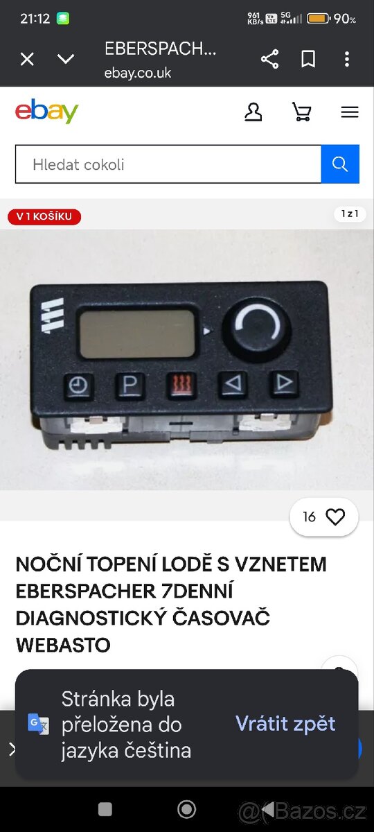 Koupím tyto ovládací hodiny eberspacher 12v.