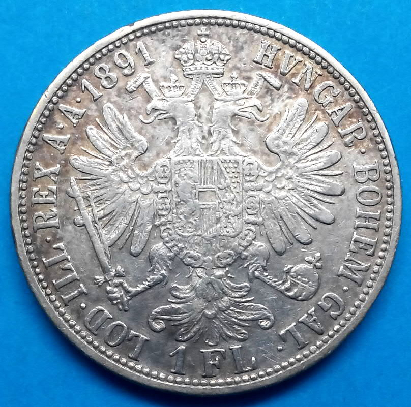 Stříbrná mince r. 1891 František Josef I.
