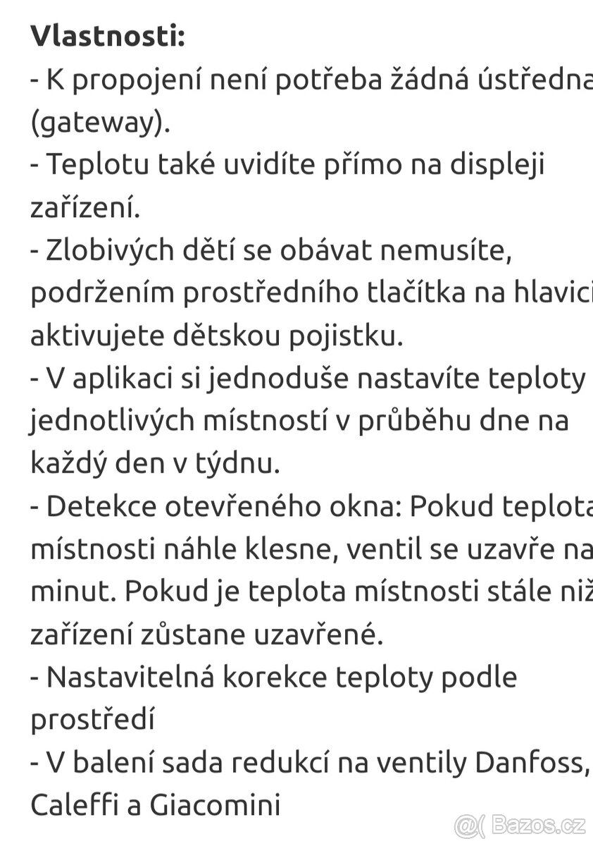 Hutermann WIFI chytrá termostatická hlavice na radiátorový v