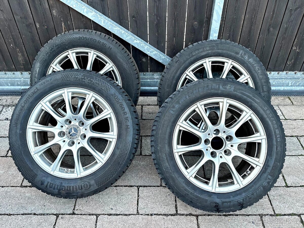 Sada 4x zimní kola - 8mm 205/60 R16 + Disky Mercedes 5x112