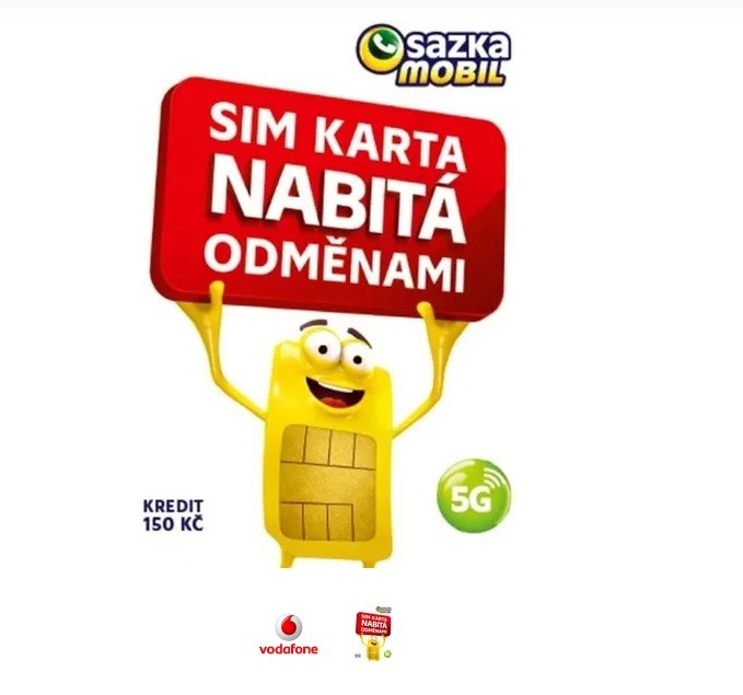 Sim karta-Sazka mobil /Vodafone..-A 2 kusy Blesk mobil 99kč