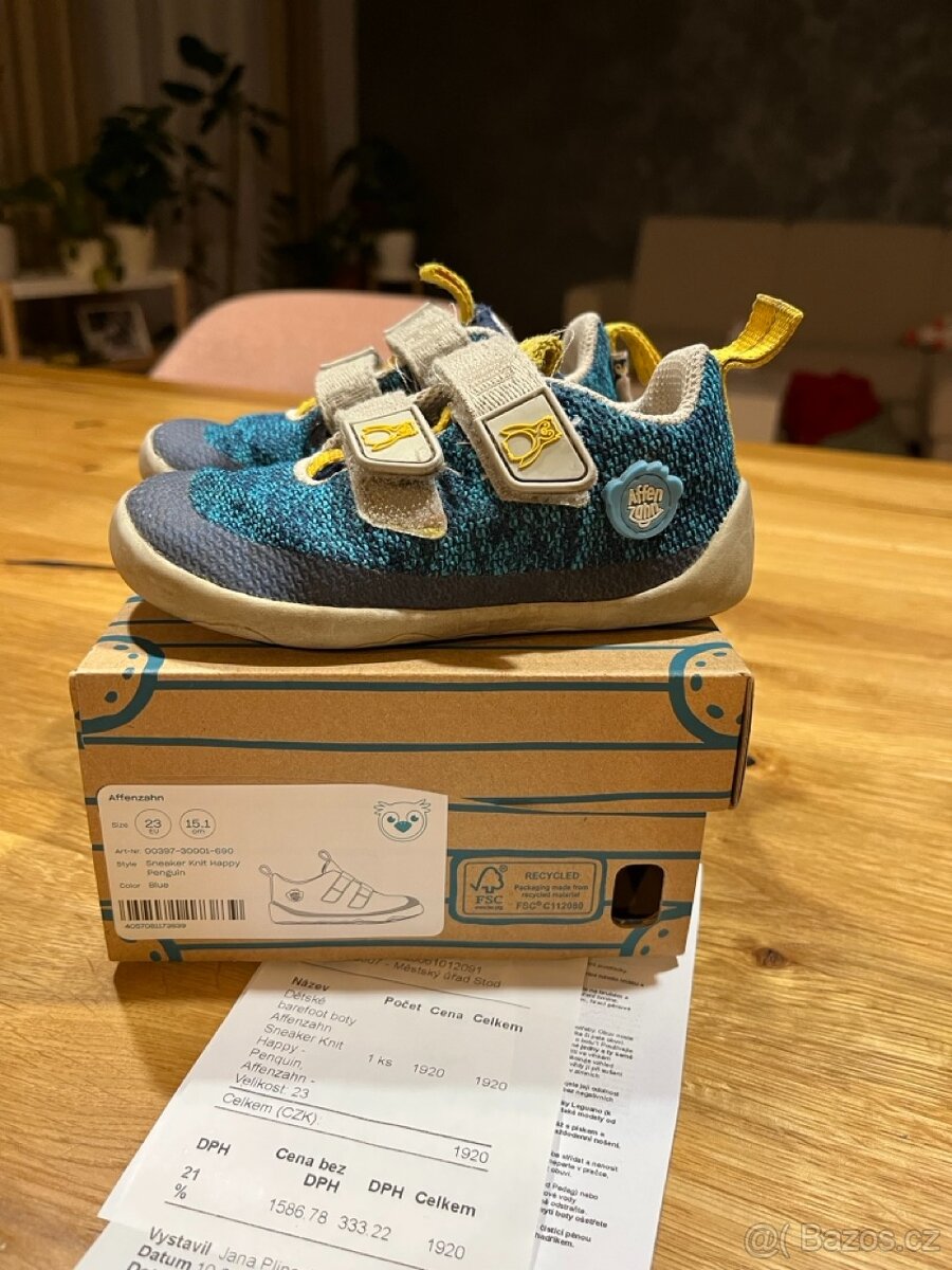 Barefoot boty Affenzahn Sneaker Knit Happy Penguin, vel. 23