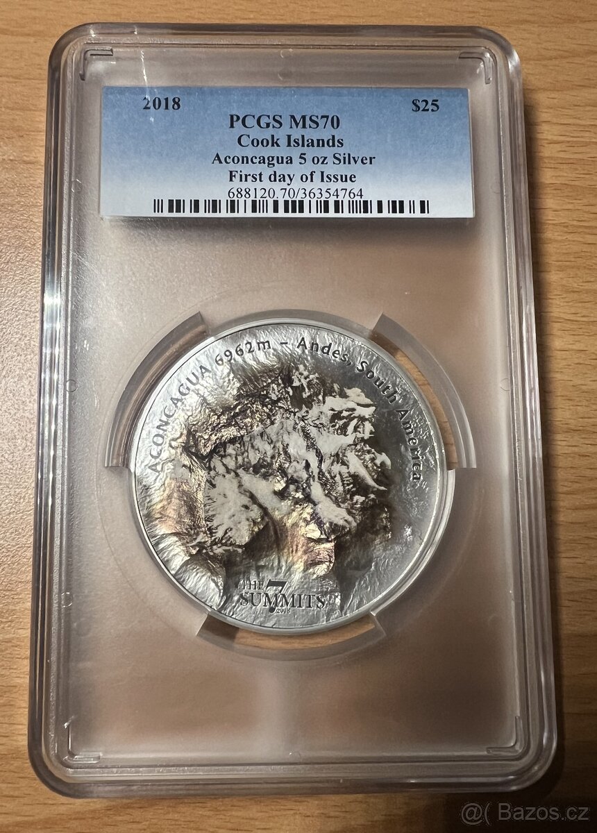 stříbrná mince Aconcagua (7 Summits) 5 Oz 2018 MS70