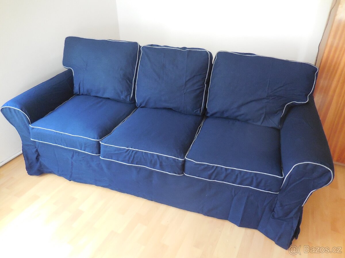 Modré potahy na sedačku Ikea Ektorp Pixbo 3místná rozkládací