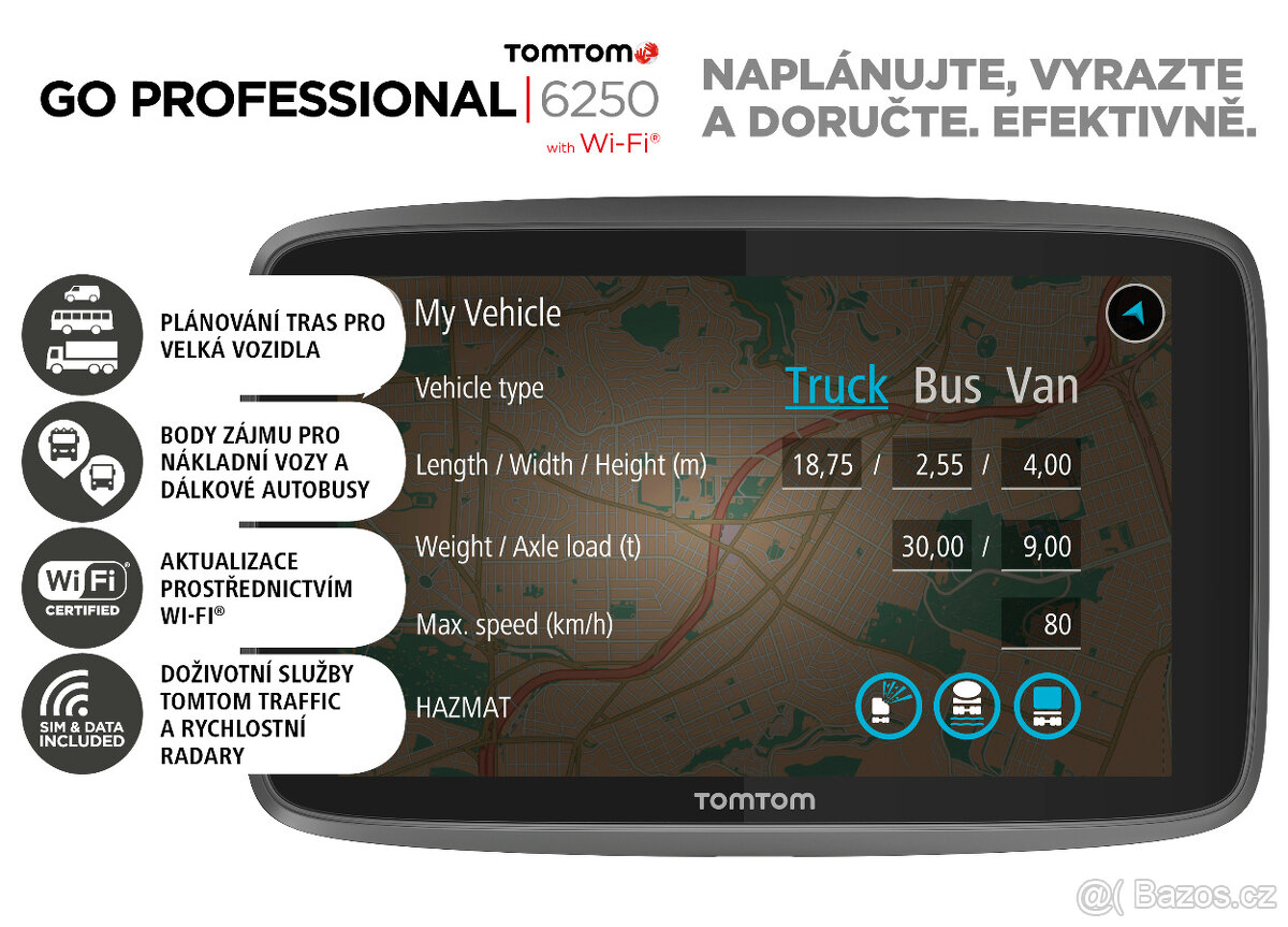 TomTom GO Professional 6250 EU, Wi-Fi, LIFETIME mapy