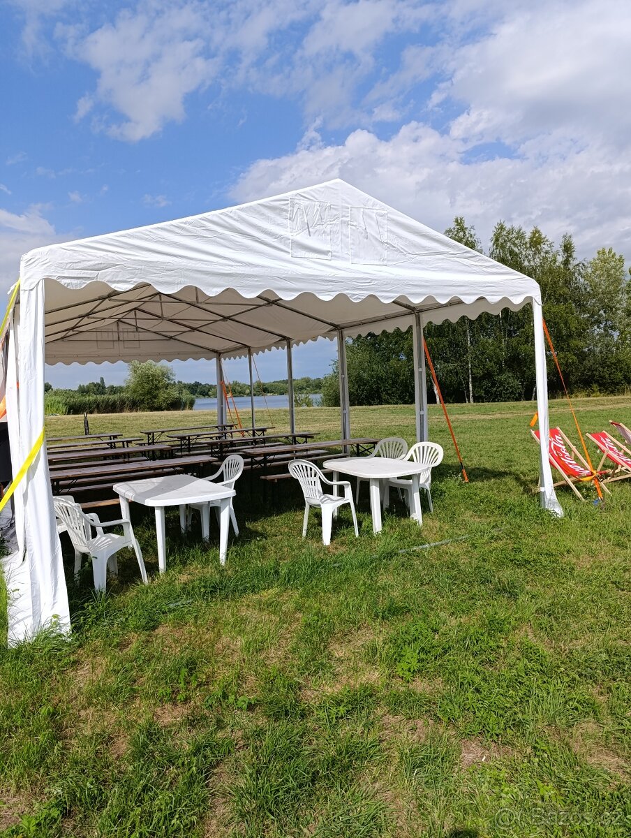 Prodám bytelný kvalitní párty stan 5x10m.